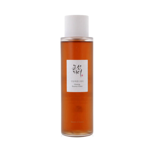 Bottle of skincare product with a white label on a white background