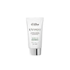 Tube of d'Alba UV Essence Waterfuèlle sun cream on a white background
